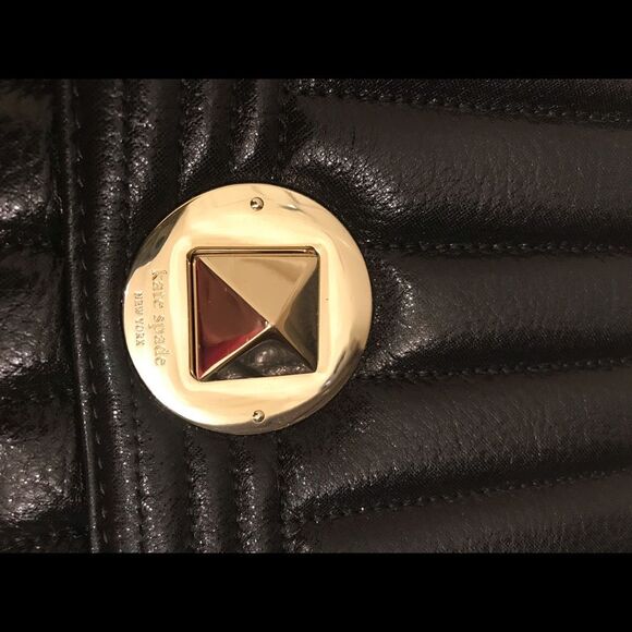 Kate Spade Coast Evangeline Black Leather Bag with Gold Chain Strap - Picture 3 of 8